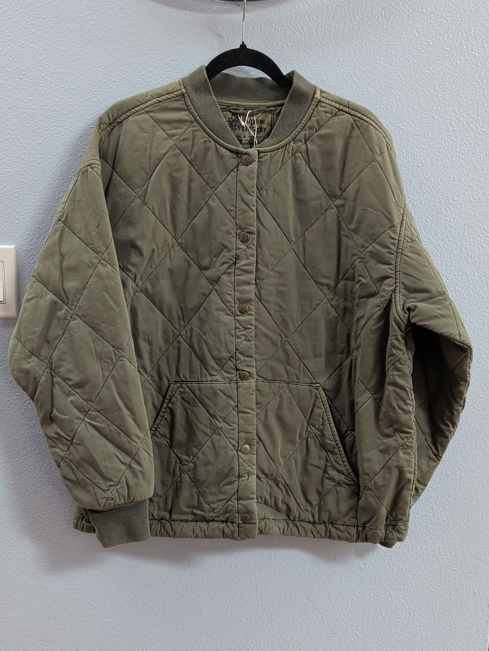Alpine Design Quilted Olive Green Lightweight Bomber Jacket